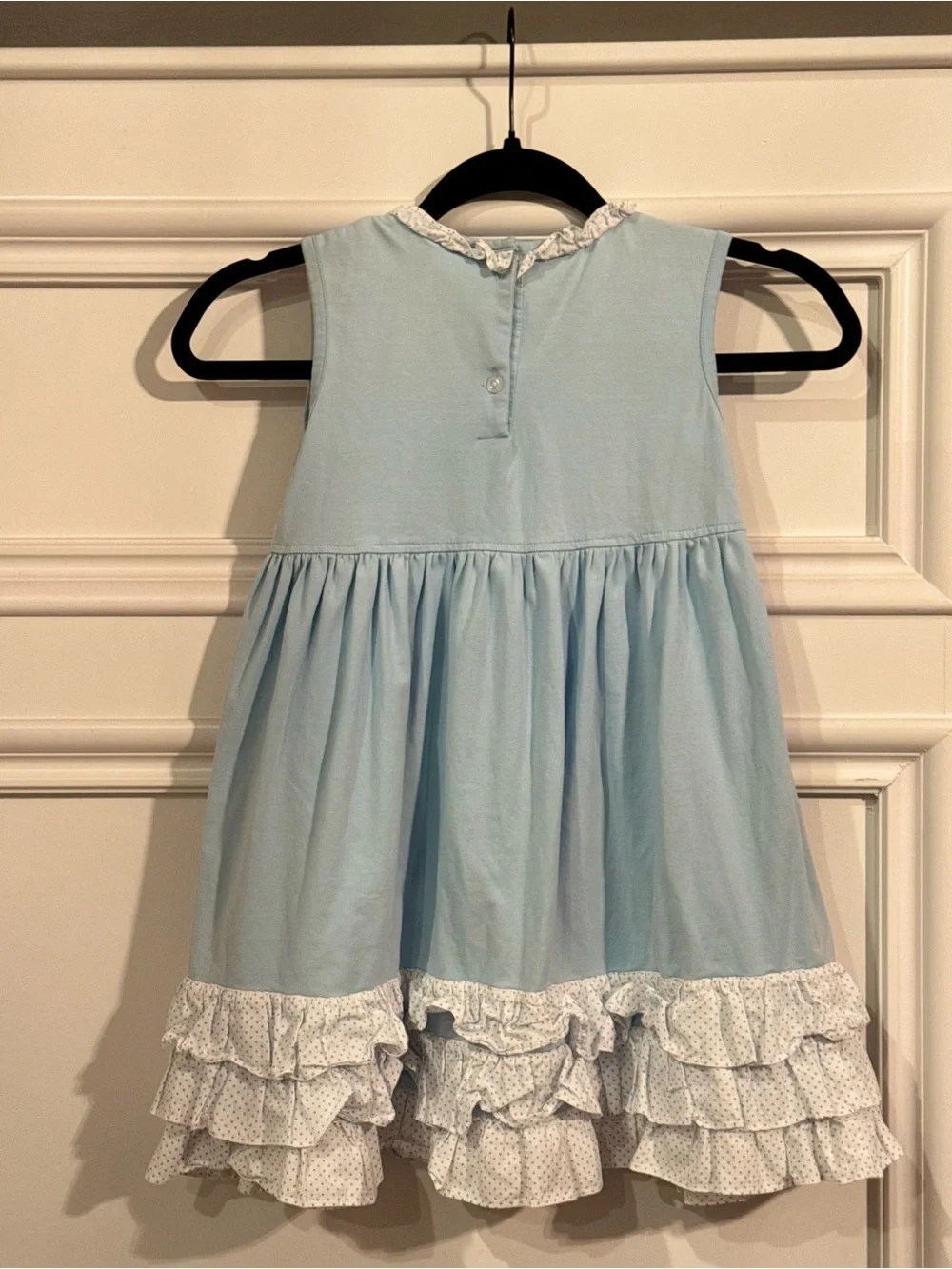 Stitchy Fish Size 6 Disney Princess Applique Ruffle Dress Blue